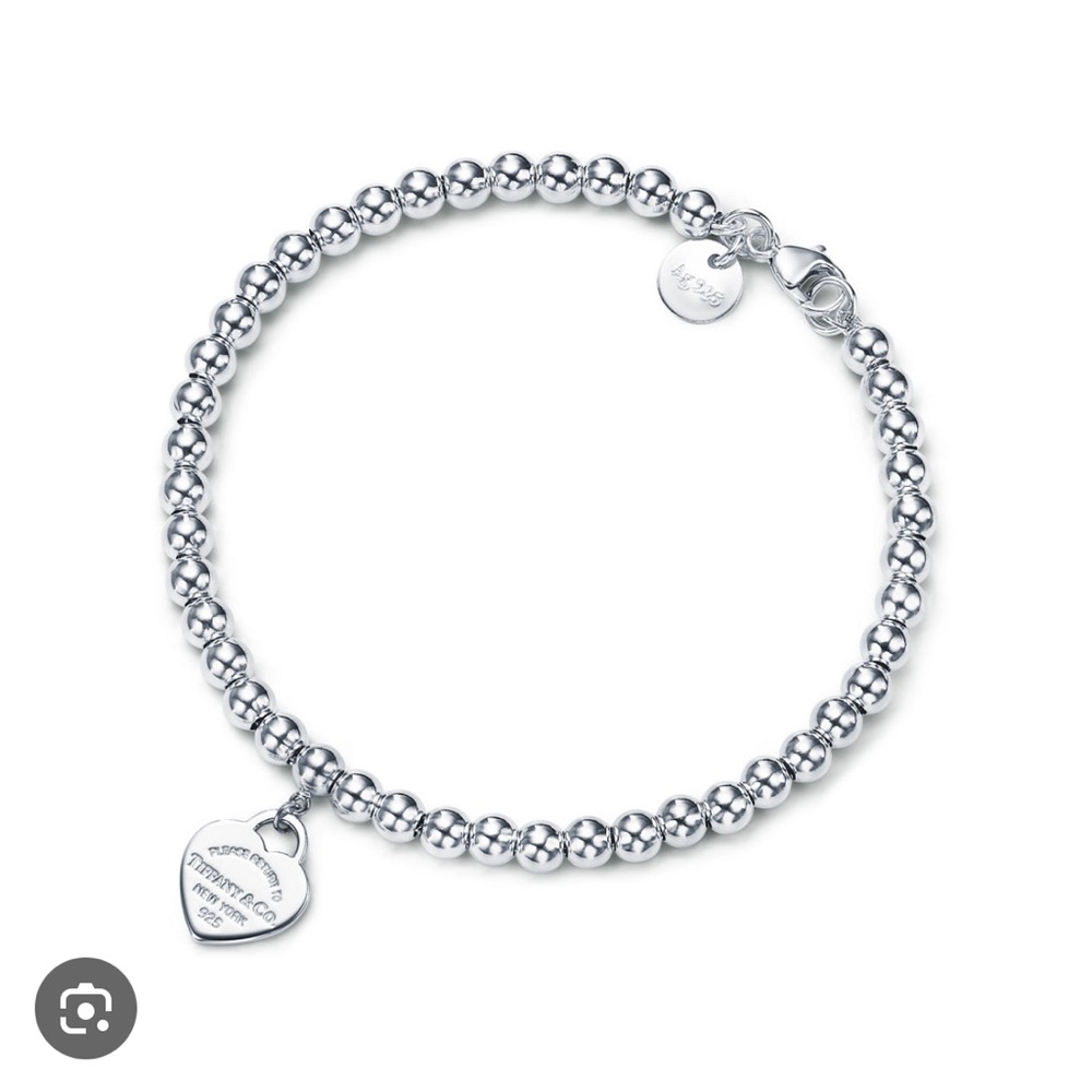 Tiffany and co heart tag bead bracelet sterling silver